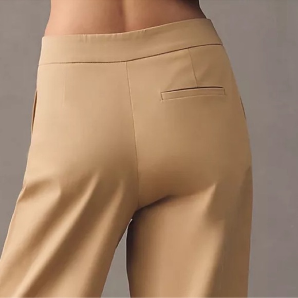 ANTHROPOLOGIE Pleated Rolled Hem Chinos Trouser Pants Tan Cedar Exquise M XL NWT - Picture 3 of 10